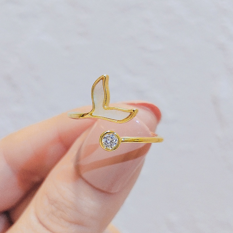 [Jiudolan] Nhẫn Hở Màu Vàng Trơn Đơn Giản Thanh Lịch Có Thể Điều Chỉnh Kích Cỡ Dành Cho Nữ