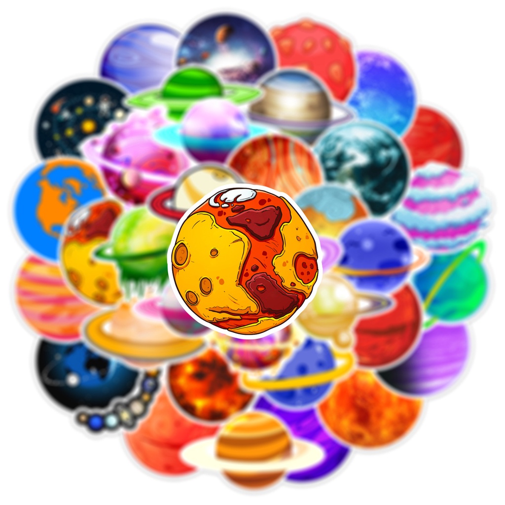 Bộ 50 Miếng Dán Hoạt Hình Trang Trí Vali, Guitar, Xe Đạp