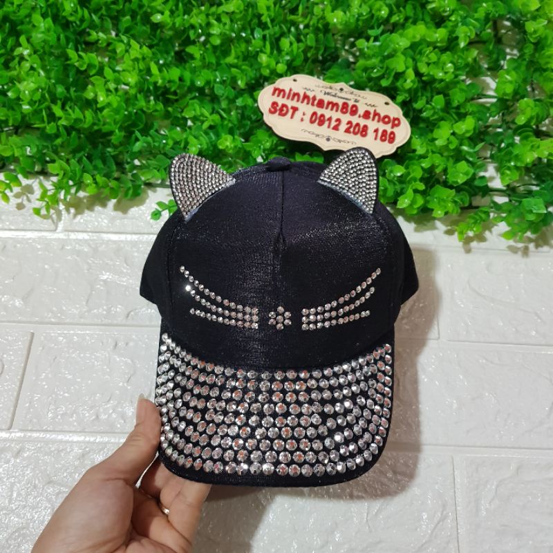 Mũ lưỡi trai đính đá bé gái
