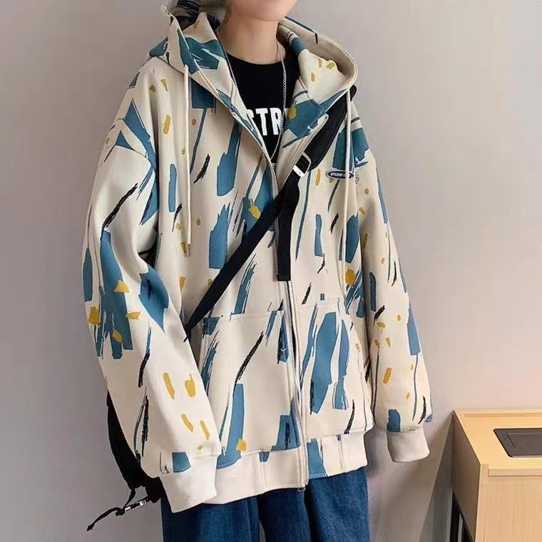 Áo Khoác Hoodie Họa Tiết Rằn Ri Cá Tính phong cách Hàn Quốc from rộng jacket thời trang áo hoodie dây kéo