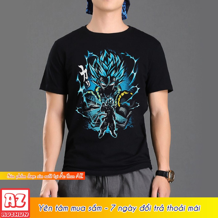 Áo thun nam in hình songoku gogeta vegeta màu đen M2981