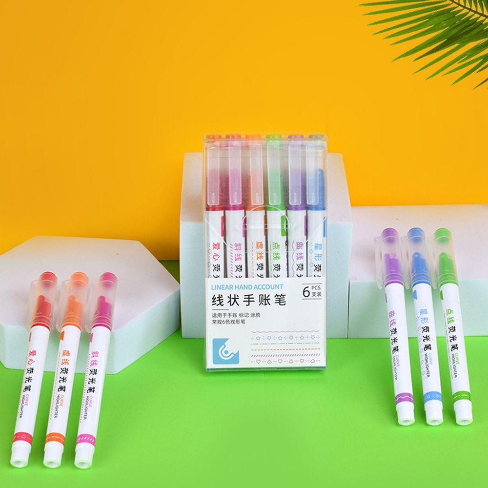 RAINBOW Set 6 Bút Bắt Sáng Tạo Đường Cong Hình Bông Hoa Nhiều Màu Sắc