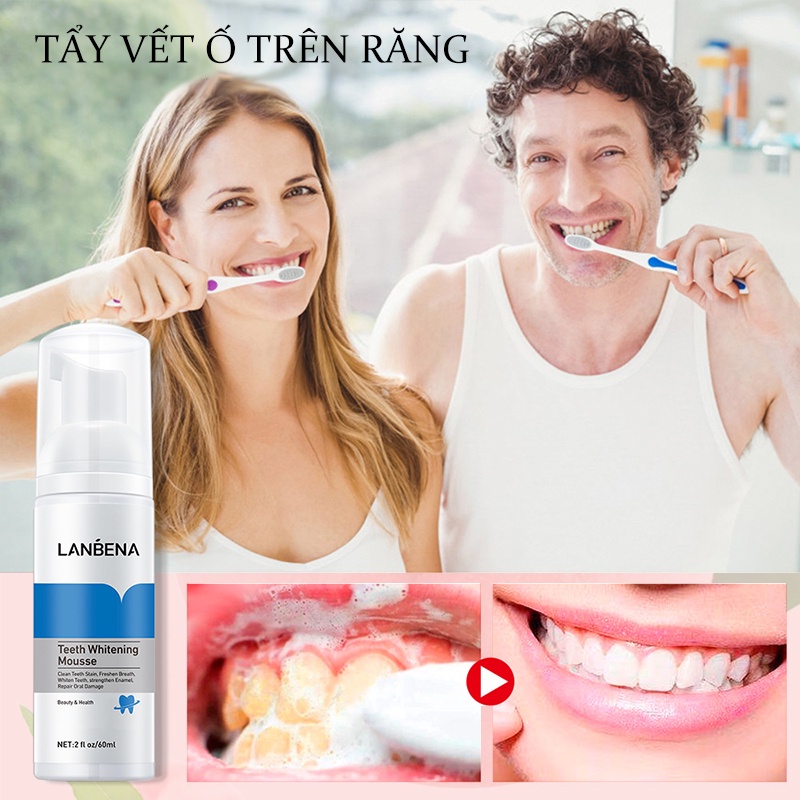 Kem đánh răng mousse LANBENA phiên bản mới giúp làm trắng răng vệ sinh khoang miệng loại bỏ vết ố trên răng KB-LB-JY02