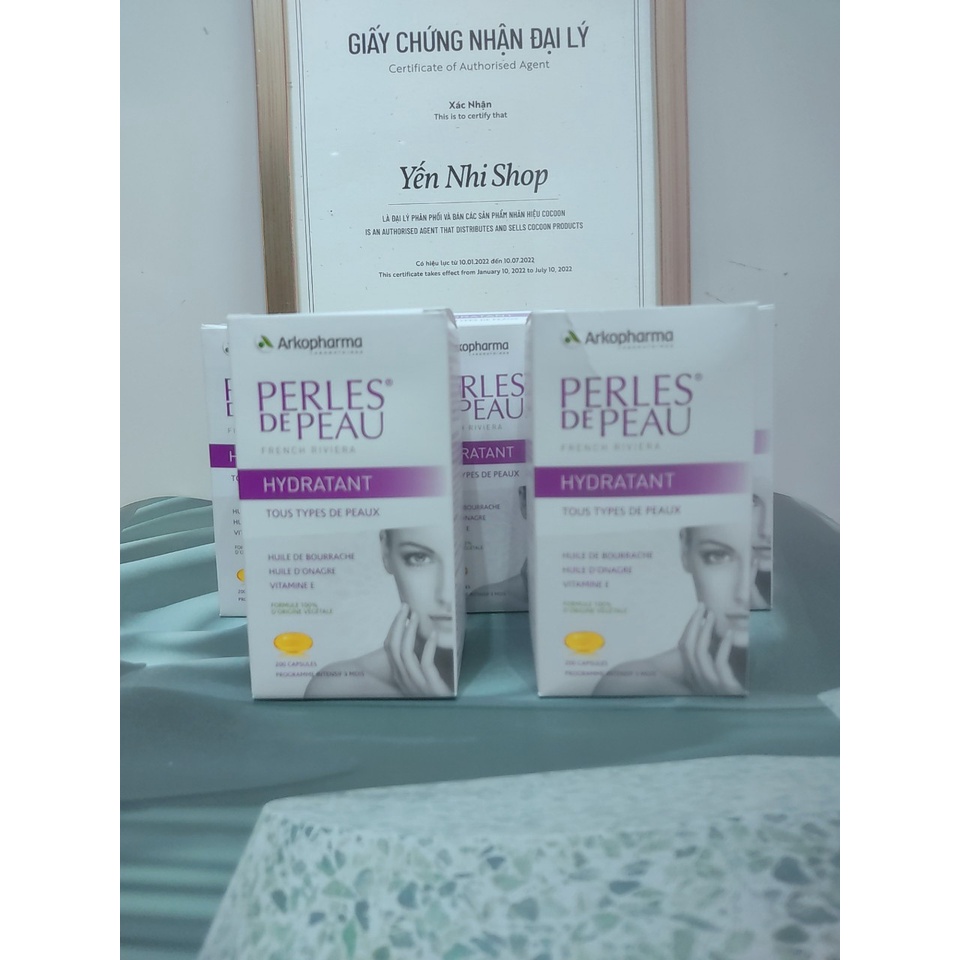 Viên uống collagen đẹp da Arkopharma perles de peau hydraterend 200 viên cấp ẩm, căng bóng da 200 viên