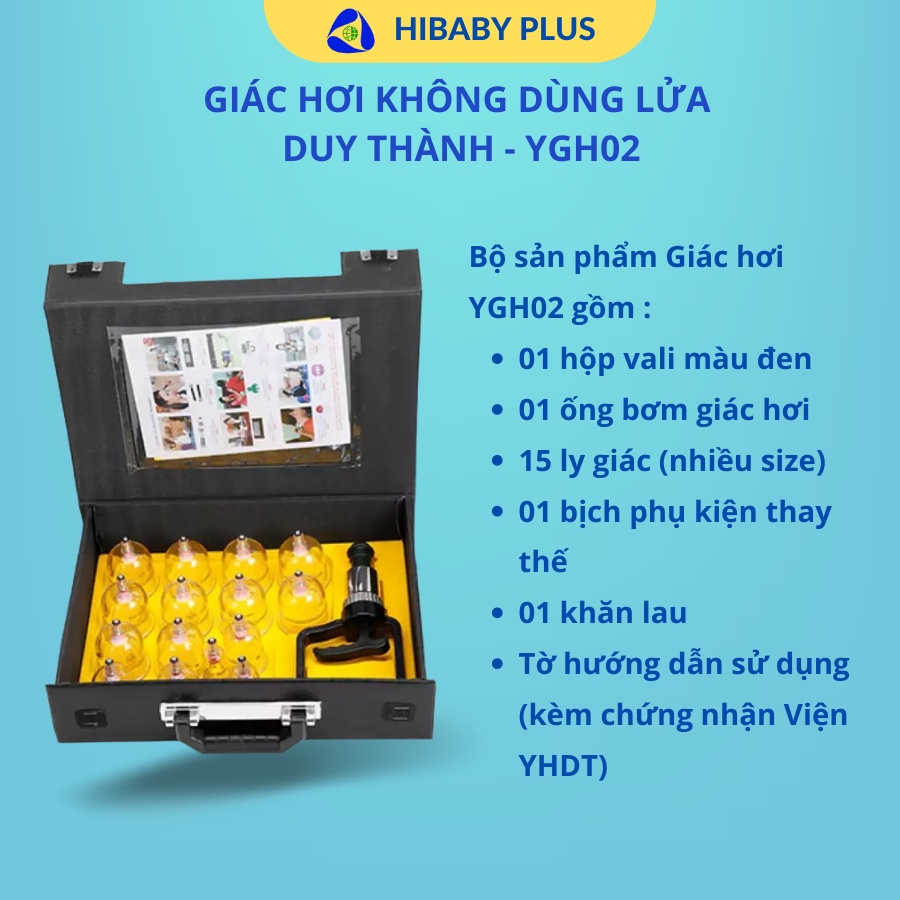 Ống giác hơi không dùng lửa chăm sóc sức khỏe Duy thành YGH02 - Quà tặng sức khỏe gia đình [HiBaby]