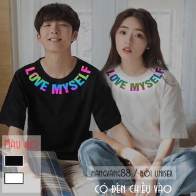 ⚡Áo thun phản quang 7 màu Love ⚡Phông tay lỡ  form rộng chất cotton đẹp mặc đôi ,nhóm cực  chất