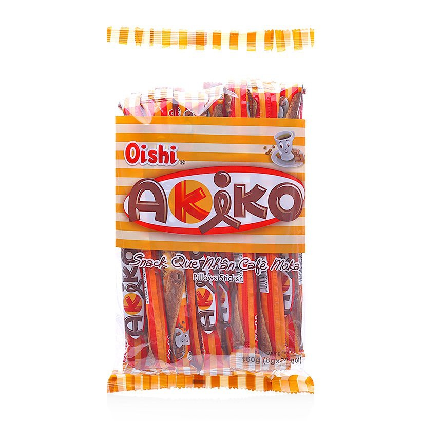 Bánh Snack Que Akiko Oishi Đủ Vị Nhân Sữa/Socola/Sầu Riêng/Phô Mai Gói 160gr