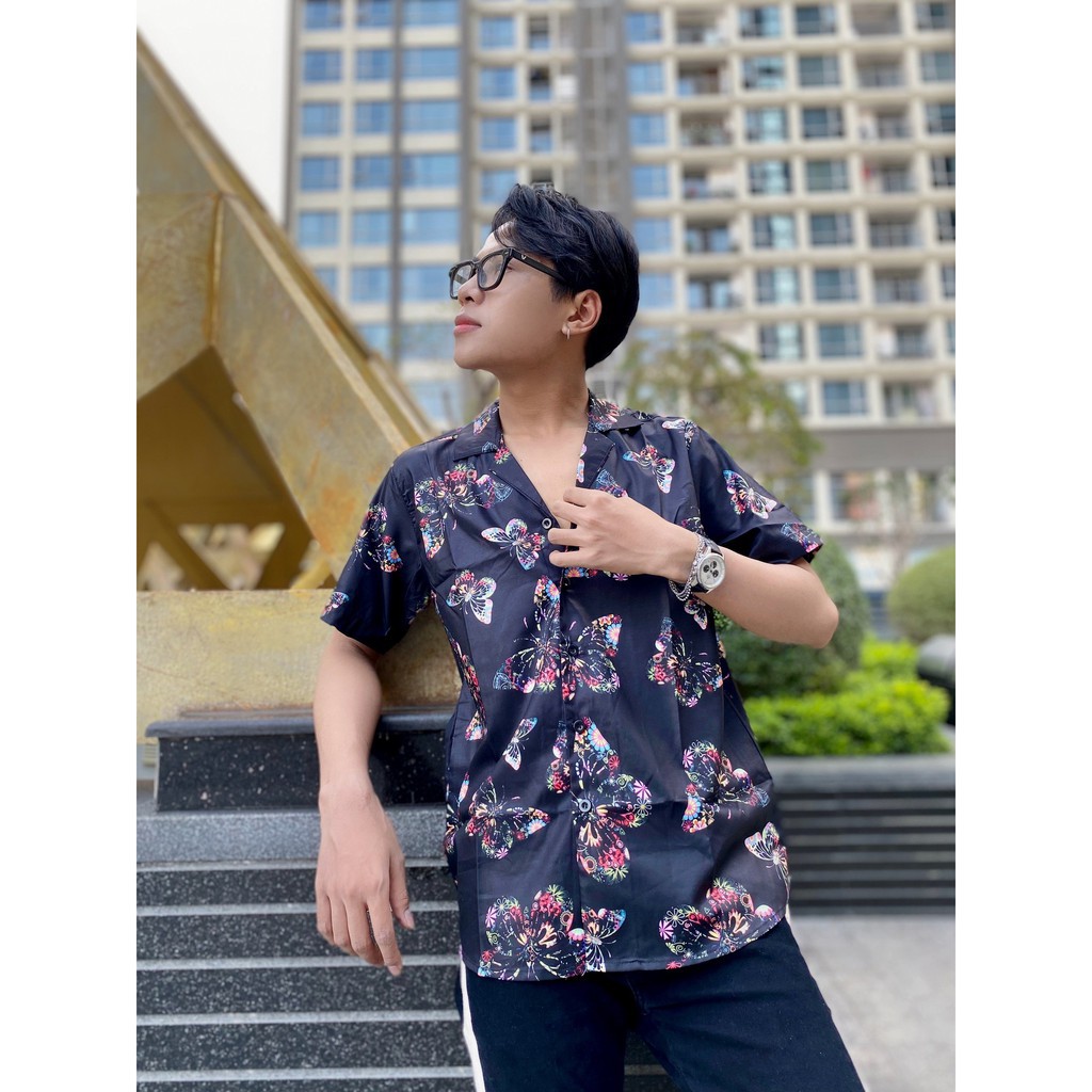 Áo sơ mi họa tiết nam nữ cổ vest hàng xịn, form rộng unisex chất vải cao cấp thoáng mát V-18 | BigBuy360 - bigbuy360.vn