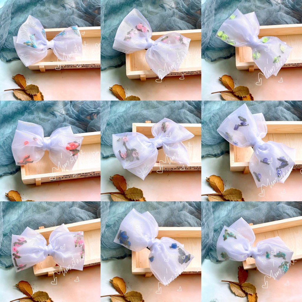 KẸP TÓC NƠ VON TRẮNG, THẢ HOA RƠI LẮC, PHỤ KIỆN TÓC HÀN QUỐC THỜI TRANG ULZZANG