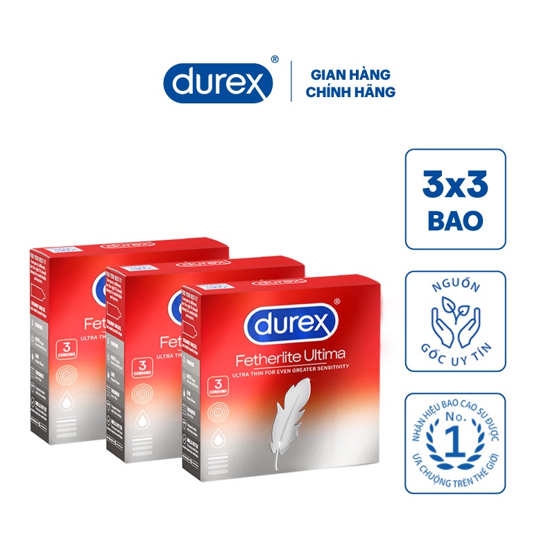 Bộ 3 hộp bao cao su Durex Fetherlite Ultima (3 bao/hộp)