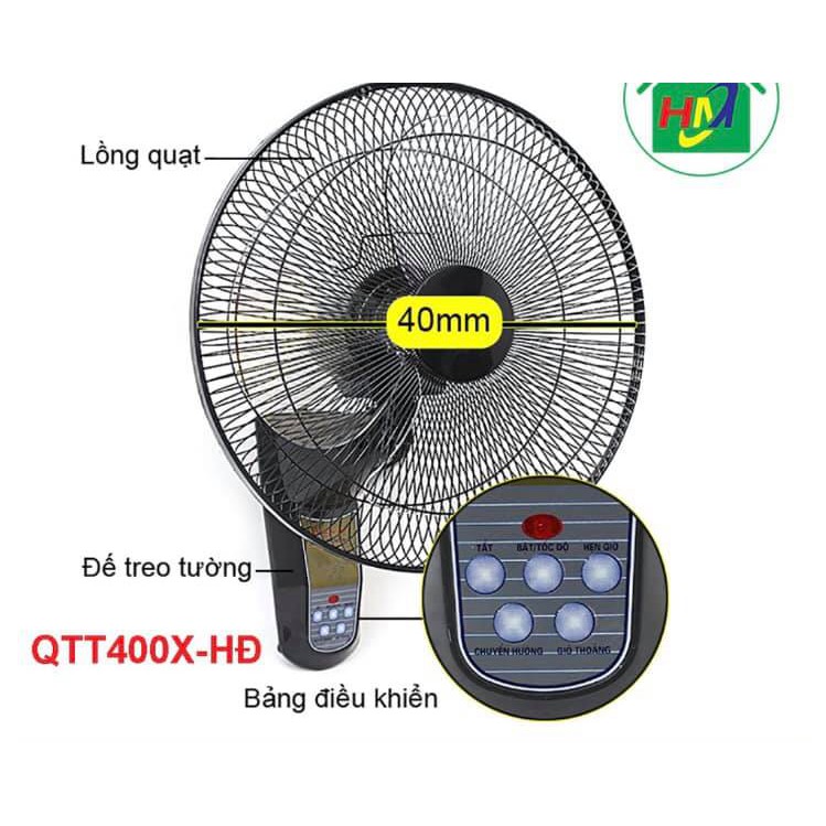 QUẠT TREO TƯỜNG VINAWIN CÓ ĐIỀU KHIỂN QTT-400XHĐ