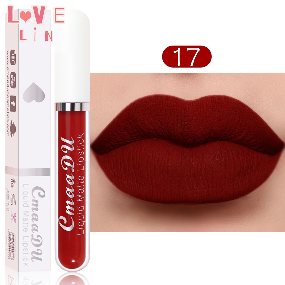 Son Môi CmaaDu 6 Màu Lì Tùy Chọn Chống Dính Chống Thấm Nước Lâu Trôi