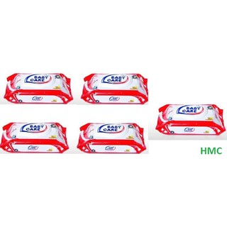 Combo 5 gói Khăn ướt em bé Baby Care có mùi gói 80 tờ