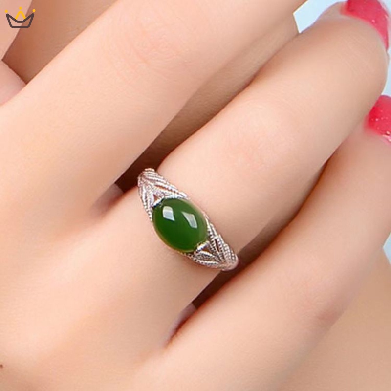 Nhẫn Hở Mạ Bạc Đính Ngọc Lục Bảo Và Ngọc Bích Kiểu Nhật Hàn Hợp Thời Trang Làm Quà Tặng Cho Bạn Gái