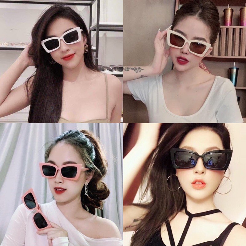 Mắt kính mèo thời trang nữ FORM VUÔNG 428 4 MÀU TRẮNG HỒNG ĐEN KEM CAO CẤP | BigBuy360 - bigbuy360.vn