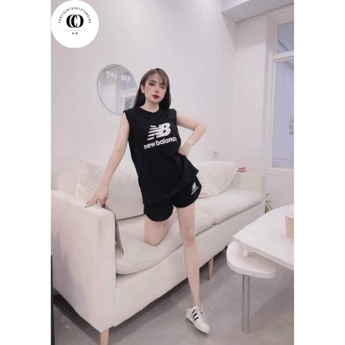 Bộ tanktop nữ năng động - bộ thể thao nữ áo ba lỗ kèm quần đùi trẻ trung chât cotton mát mịn