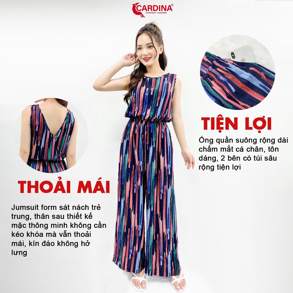 Đồ Bộ Nữ 𝐂𝐀𝐑𝐃𝐈𝐍𝐀 Chất Lanh Tre Cao Cấp Jumpsuit Áo Sát Nách Liền Quần Họa Tiết 2JL25