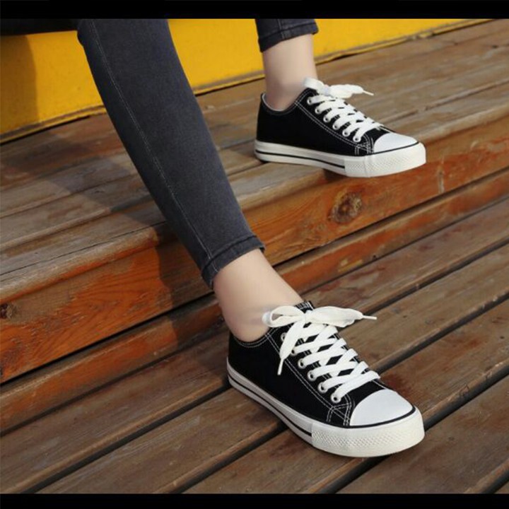 [Free ship từ 50k] Giày thể thao sneaker vải classic siêu đẹp màu đen cổ thấp sale 99k