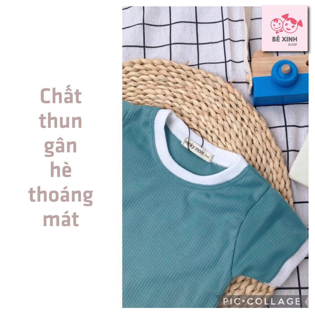 Đồ bộ Minky Mom thun gân cho bé trai bé gái [Giảm Sốc] Quần áo trẻ em cho bé trai gái bộ CỘC THUN GÂN lạnh Minky mùa hè