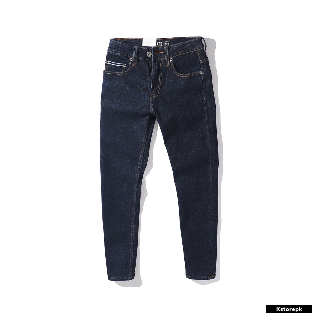 Quần jean nam Rafoz màu xanh indigo may chỉ nổi tinh tế có co giãn KSTORE RAFOZ220456 Xanh Indigo