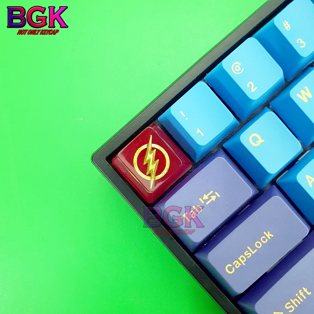 Keycap Lẻ hình LOGO The Flash DC OEM profile ( keycap resin độc lạ )( Keycap Artisan )