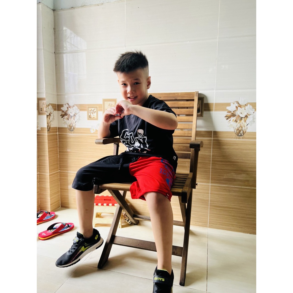 Đồ bộ bé trai Con Xinh cotton CONVEX phối quần đỏ đen, thời trang dành cho trẻ em từ 4 đến 10 tuổi