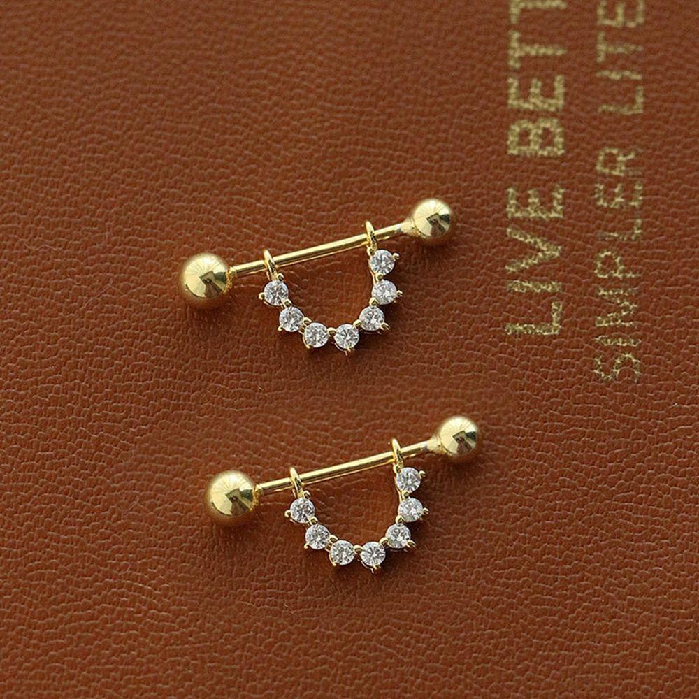 Khuyên Tai Hình Tam Giác / Chữ U Đơn Giản Phong Cách Hàn Quốc|Bông Tai Chữ V Đính Đá Thời Trang