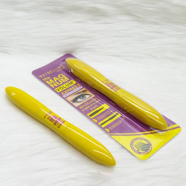 (hàng Mới Về) Set Mascara Và Bút Kẻ Mắt Maybelline 2 Trong 1 Màu Vàng