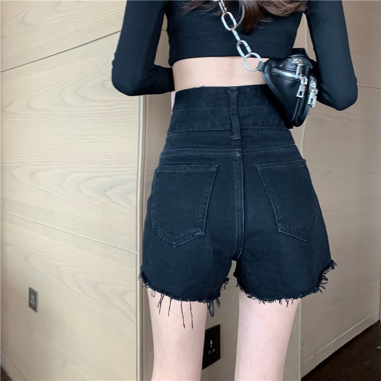 Quần Short Denim Cạp Cao Ống Rộng Mẫu Mới 2022 Thời Trang Mùa Hè Cho Nữ