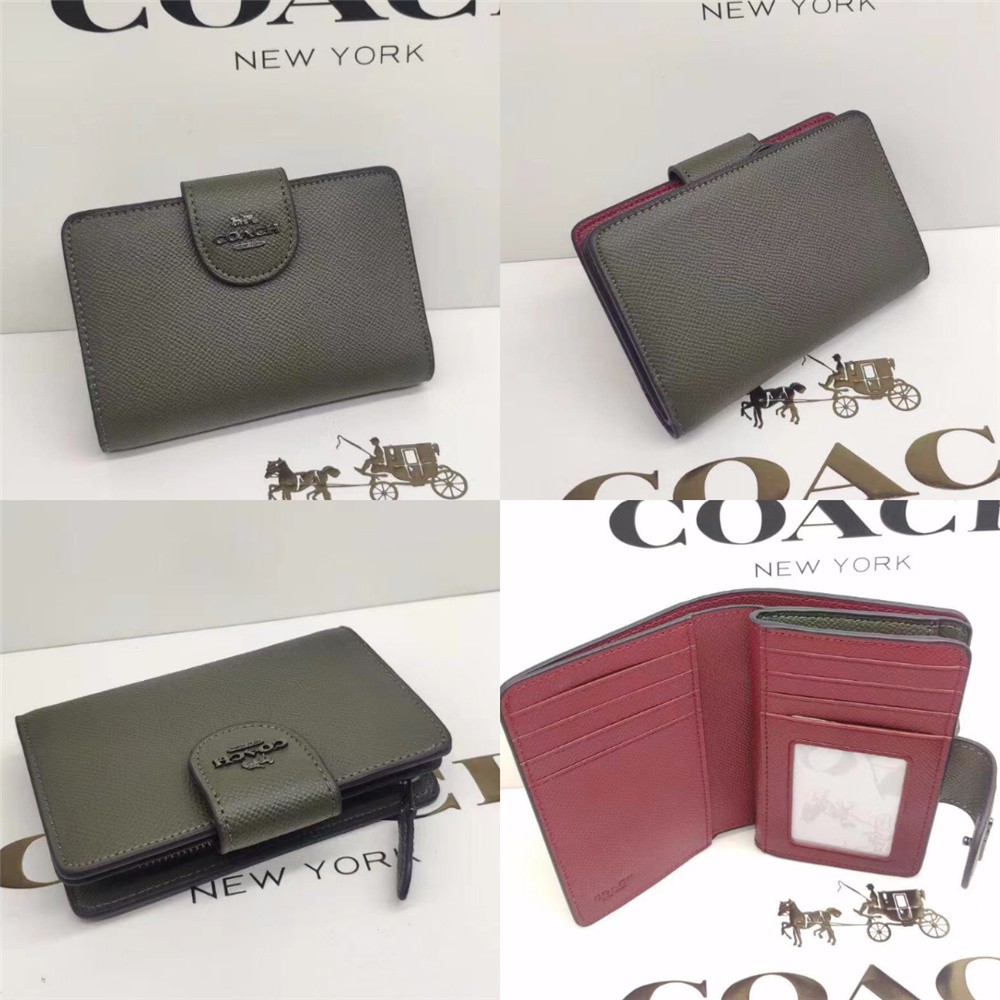 Ví Da Gập Dáng Ngắn Có Khóa Kéo Chất Lượng Cao Thời Trang Cho Nữ H 6390