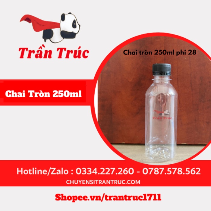 Combo 50 Chai Nhựa Tròn 250ml | Bình đựng nước ép, trà sữa, hoa quả, nước sâm