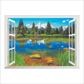Miếng dán tường hình cửa sổ 3d lớn