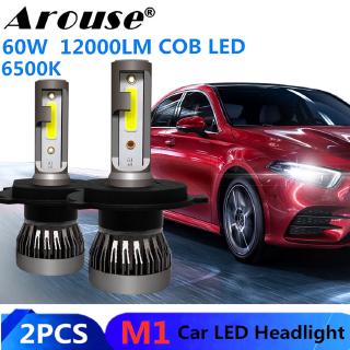 Set 2 Bóng Đèn Pha 60w 12000lm 6500k H1 H7 H11 9012 9005 9006 Cob Cho Xe Ô Tô