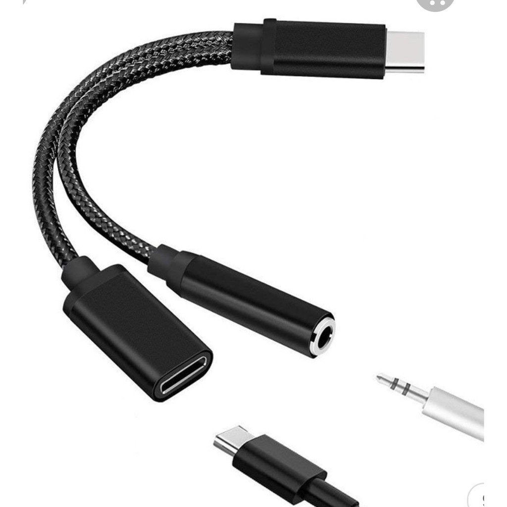 Cáp chuyển USB Type-C sang 3.5mm 2 trong 1 tiện dụng