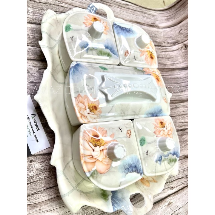 SALE NGHỈ TẾT Hộp khay đựng bánh kẹo mứt Tết đẹp bằng nhựa phíp chữ nhật có nắp đẹp cao cấp giá rẻ hoa văn sắc nét