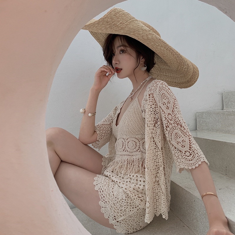 {KÈM ẢNH THẬT} Set bikini len đồng xu cực xinh!