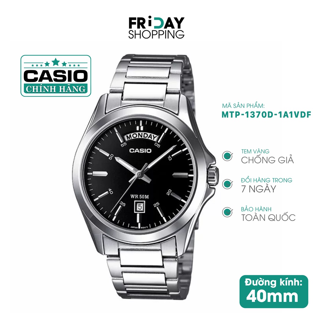Đồng hồ Casio nam MTP-1370D-1A1VDF dây kim loại chính hãng