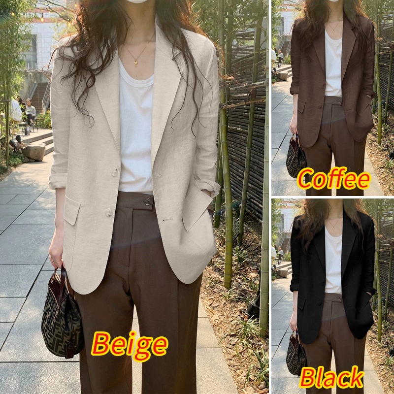 Bộ Âu Phục ZANZEA Tay Dài Cổ Bẻ Túi Áo Trước Đơn Giản Dành Cho Bạn Nữ