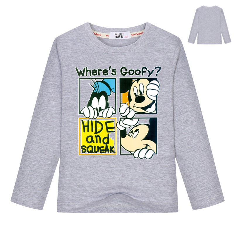 áo thun dài tay cho bé trai mickey mouse phim hoạt hình ngọn tee