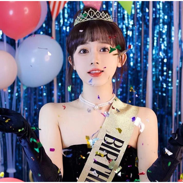 1 set Dây Đai Chữ Y Và Vương Miện Công Chúa Mừng Sinh Nhật Cho Bé Gái