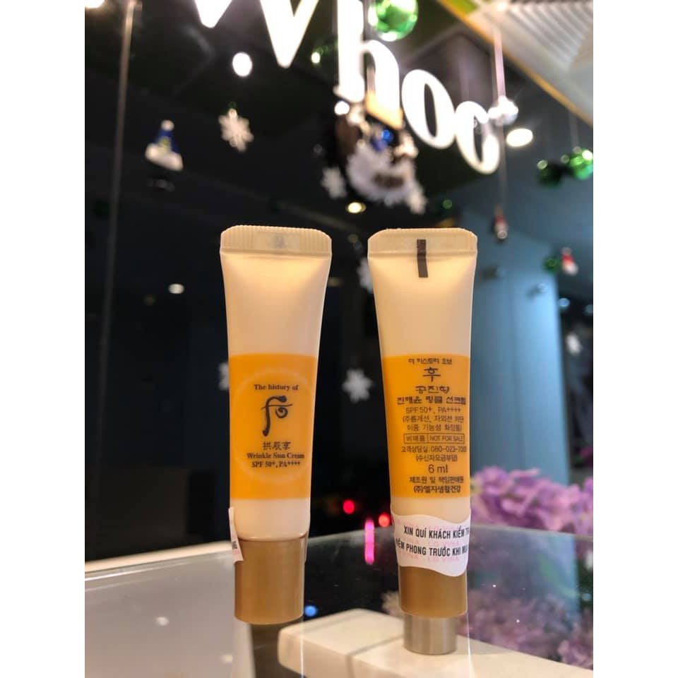 Xả hàng hsd t9/2022 Kem chống nắng Whoo Wrinkle Sun Cream dưỡng trắng da chống nhăn 6ml - Ohui chính hãng
