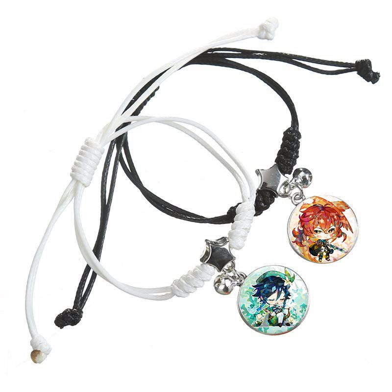 Vòng tay đôi IN HÌNH GENSHIN IMPACT anime chibi lắc tay xinh xắn dễ thương