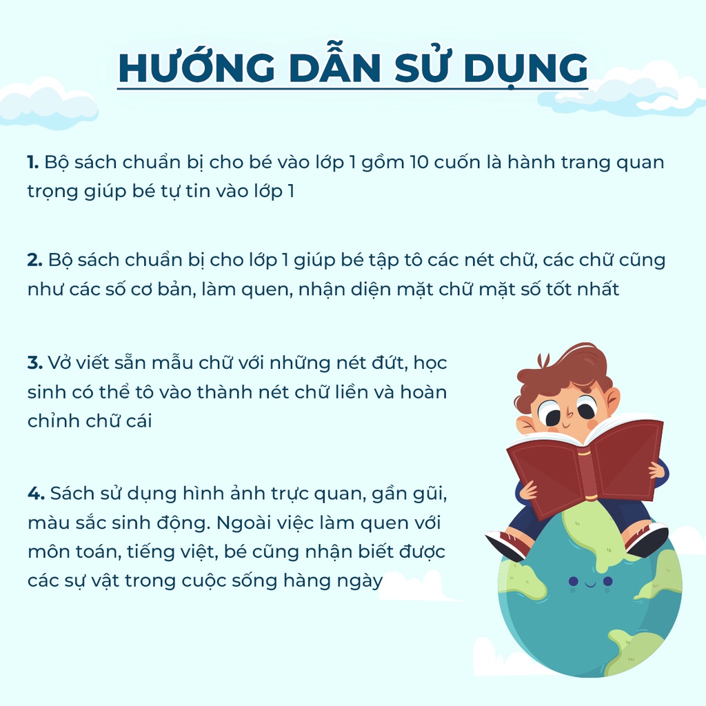 Sách - Bộ hành trang cho bé vào lớp 1 Tập tô tập viết chữ, số 10 quyển kèm bút chì và tẩy