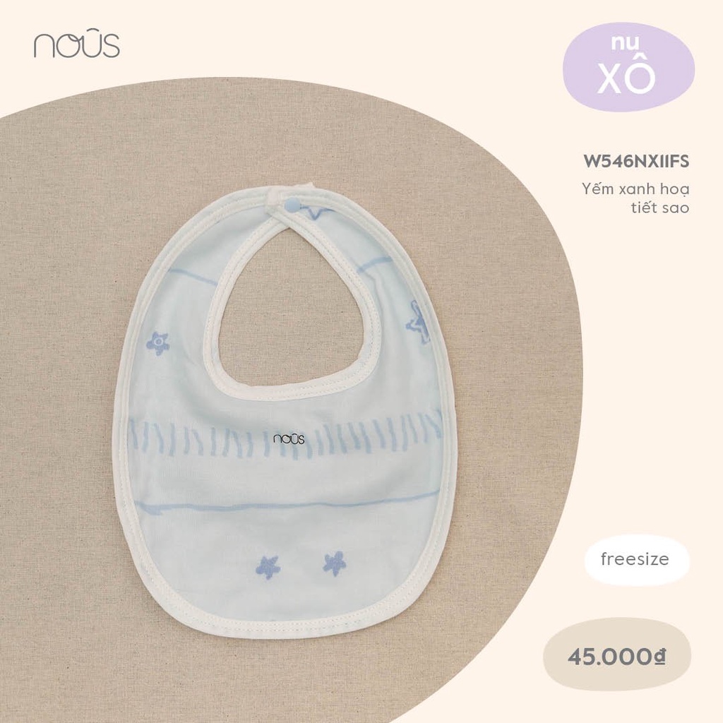 Yếm NOUs xô sơ sinh tròn bấm cúc 0-12M NU cotton