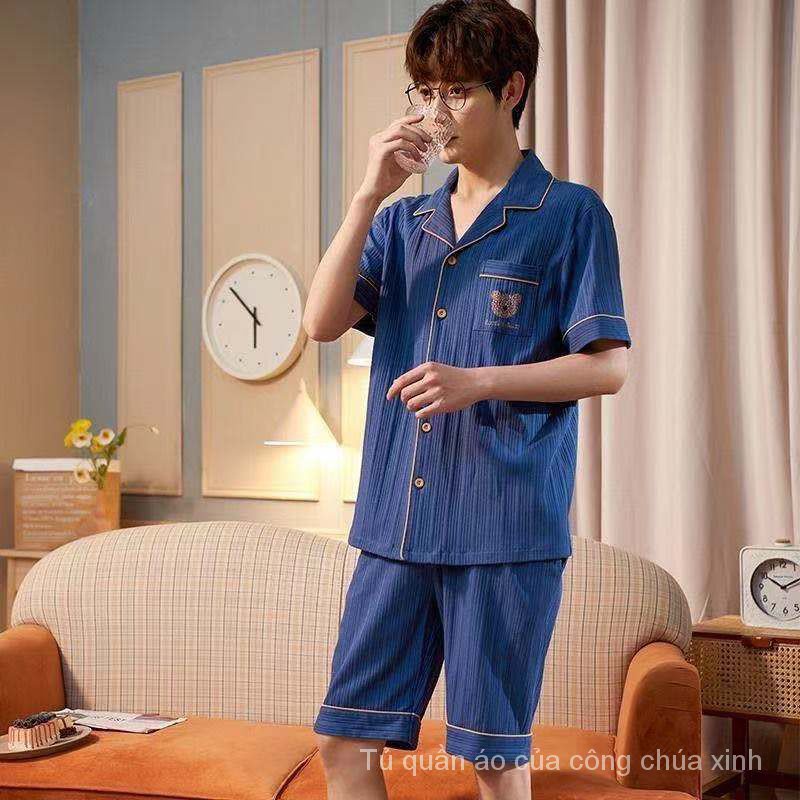 Bộ đồ ngủ họa tiết hoạt hình thoải mái thoáng mát tiện lợi cho nam Wlqn