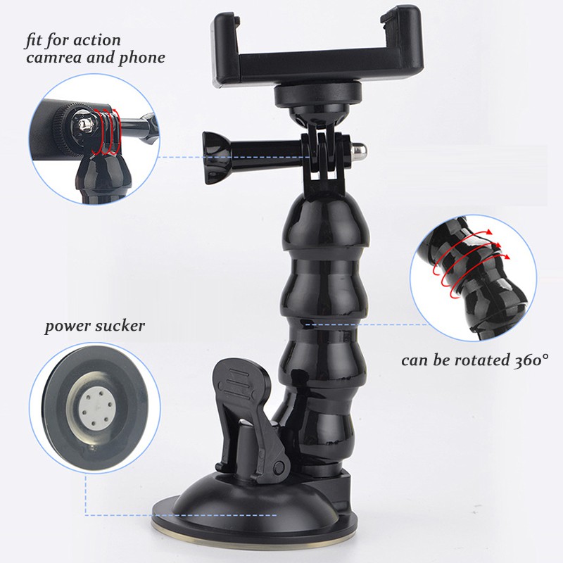 Giá đỡ Camera hành trình GoPro Hero 10 9 8 7 6 màu đen 9cm có giác hút gắn xe hơi