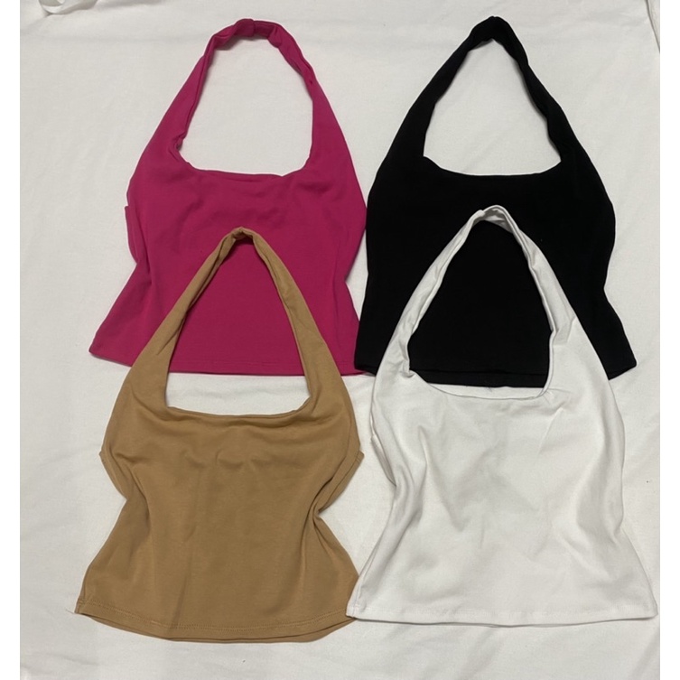 Áo croptop nữ kiểu yếm dây chồng cổ ôm body