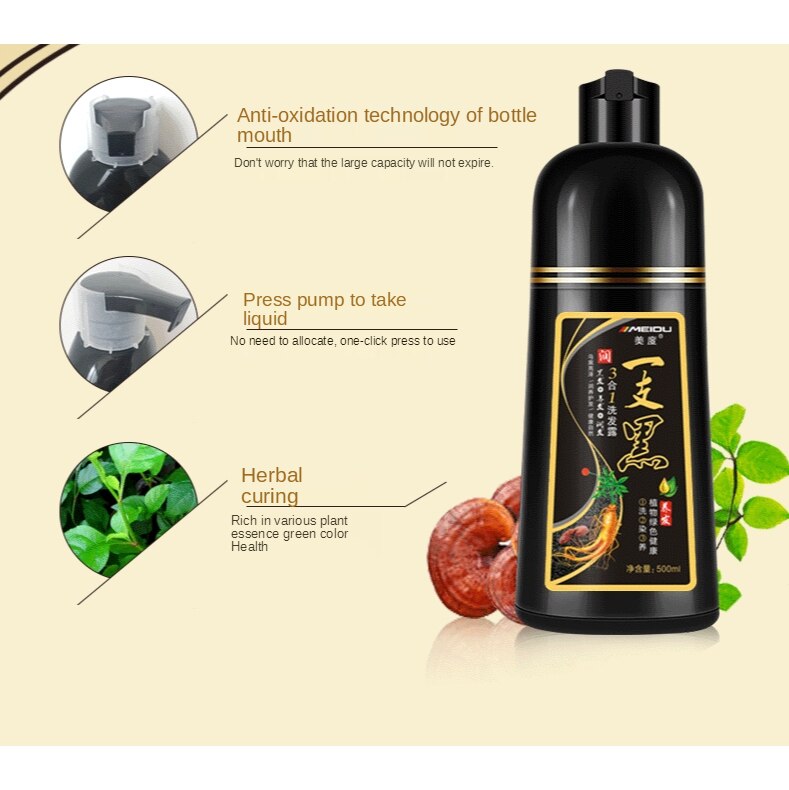 Dầu Gội Nhuộm Tóc Màu Tự Nhiên MEIDU 500ml