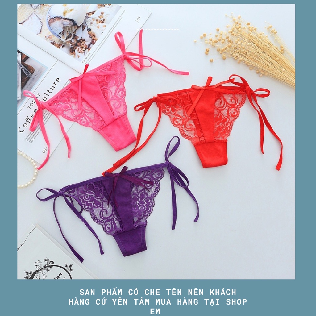 ( 21) Đồ lót sexy lọt khe buộc dây khiêu gợi - quần lót nữ ren cột dây 2 bên - Màu Đen -Đỏ - Hồng -Trắng