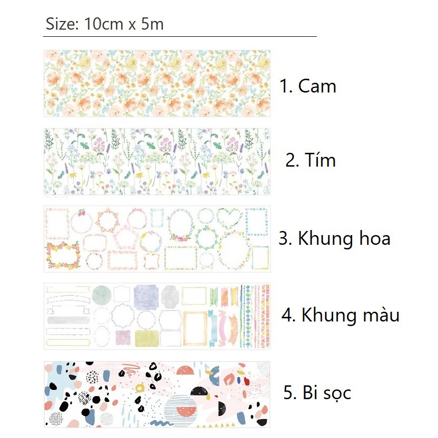 Băng dính washi tape WST127 10cm x 5m